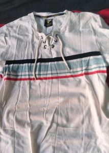 Men's Striped Lace-Up T-Shirt
