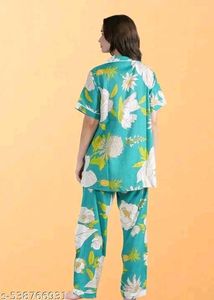 Floral Print Cotton Night Suit Set