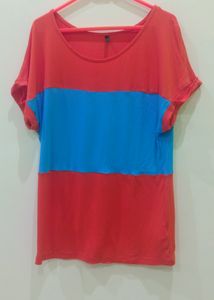 Orange and blue Tshirt for women