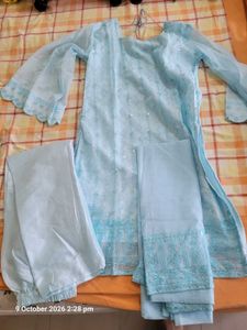 Light Blue Sequined Kurta Set