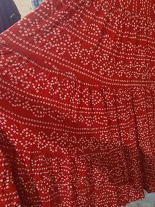 Red Anarkali Sleeveless Daily Wear Cotton Kurti
