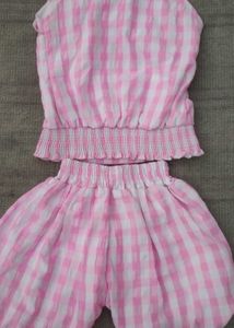 Cute Girls' Pink Checkered Outfit
