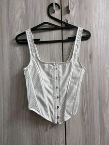 White Mesh Corset Top