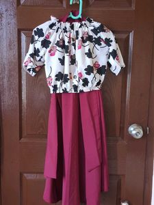 Floral Print Off-Shoulder Blouse and Skirt set