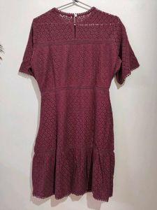 Burgundy Lace Mini Dress