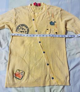 Yellow Ribbed Button-Down Top