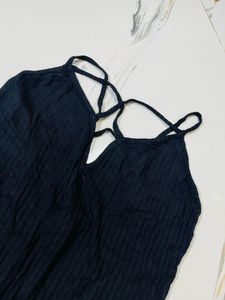 Black Ribbed Criss-Cross Bodysuit
