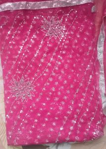 Designer Pink Sequins Saree