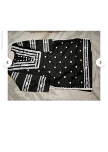 113.Black Kurta with White Embroidery (XXL)