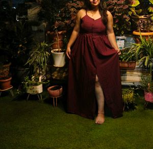 burgundy button up dress