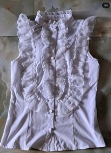 Ruffled Neck Sleeveless Top