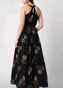 Elegant Black Printed Ethnic Gown