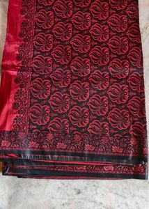 Red & Black Printed Saree