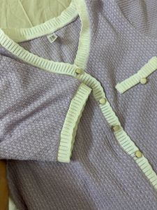 Lilac Button-Up Knit Top