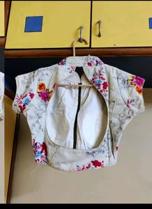 printed velvet padded readymade blouse