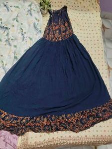 Bohemian Navy Gown with Print