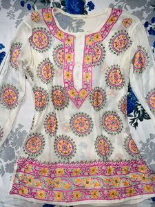 Embroidered White Tunic Top