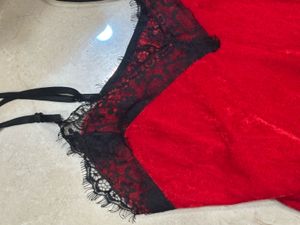 Red Velvet Lace Trim Cami Top