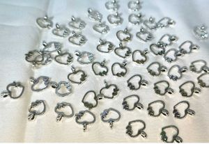 Heart Silver Metal Charms 10 pic Pendants