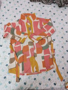 Vibrant Abstract Print Button-Up Shirt