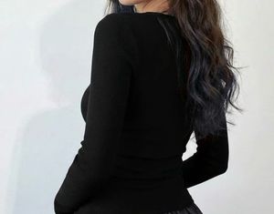 Premium Black Lace Trim Long Sleeve Top