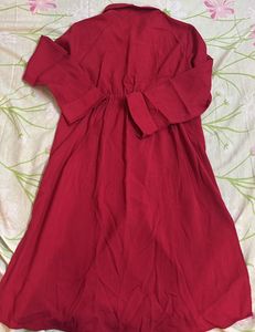 Red Button-Down Kurta
