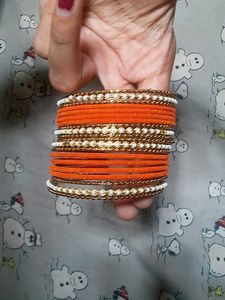 Set of Orange &amp; Gold Bangles