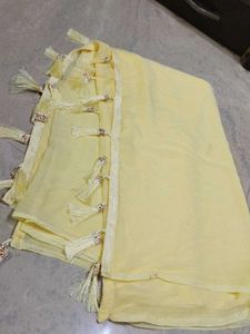 Light Yellow Dupatta with Tassels