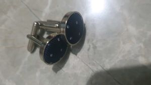 Elegant Navy Blue Polka Dot Cufflinks