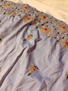 Embroidered Grey Lehenga Choli Set