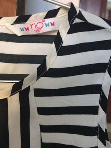 White Strip Sleeveless Top