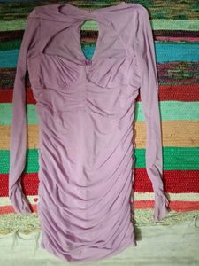Lavender Mesh Ruched Dress