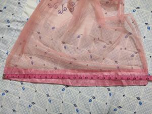 Green Blouse With Pink Net Dupatta