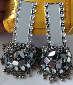 Mirror Work Jhumka Earrings