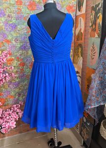 Stunning Royal Blue V-Neck A-Line Dress