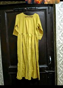 Yellow Kurta with Pink Embroidered Dupatta