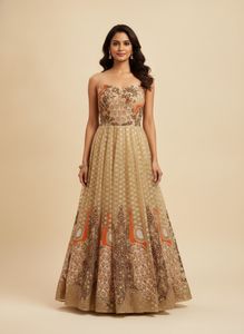 Elegant Peacock Embroidered Gown used
