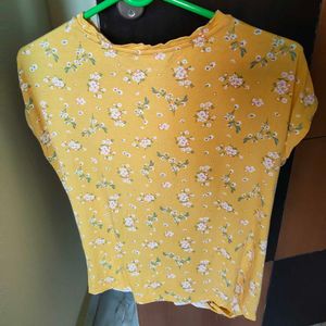 Yellow Floral Twist Front Top