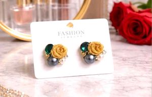 Elegant Floral Gemstone &amp; Pearl Earrings
