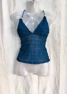 11810. Blue Lace Halter Top