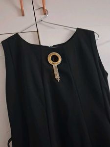 Chic Black Sleeveless Dress with Embellishment