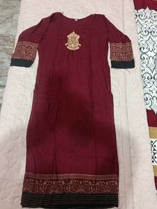 Maroon Kurta with Golden Embroidery