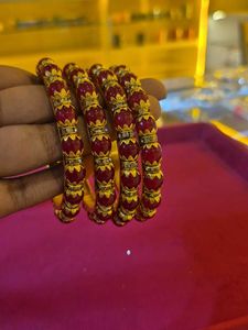 Ethnic Indian Designer Red Kada Bangle Set