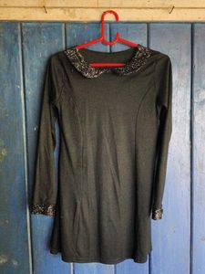 Black Sequined Collar Tunic