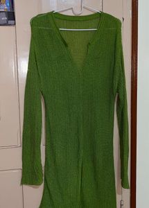 Green fine knit top
