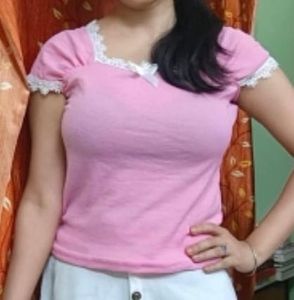 Cute Pink Top with Lace Detail