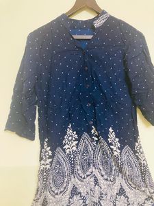 Casual Navy Blue Short Kurti