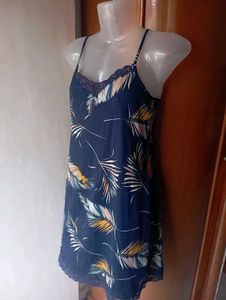 Navy Blue Feather Print Nightdress