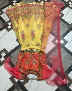 Yellow Embroidered Lehenga Choli Set