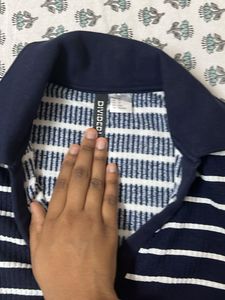 Striped Polo Neck Mini Dress